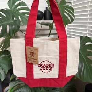 Trader Joe's Mini Canvas Tote Bag RED
